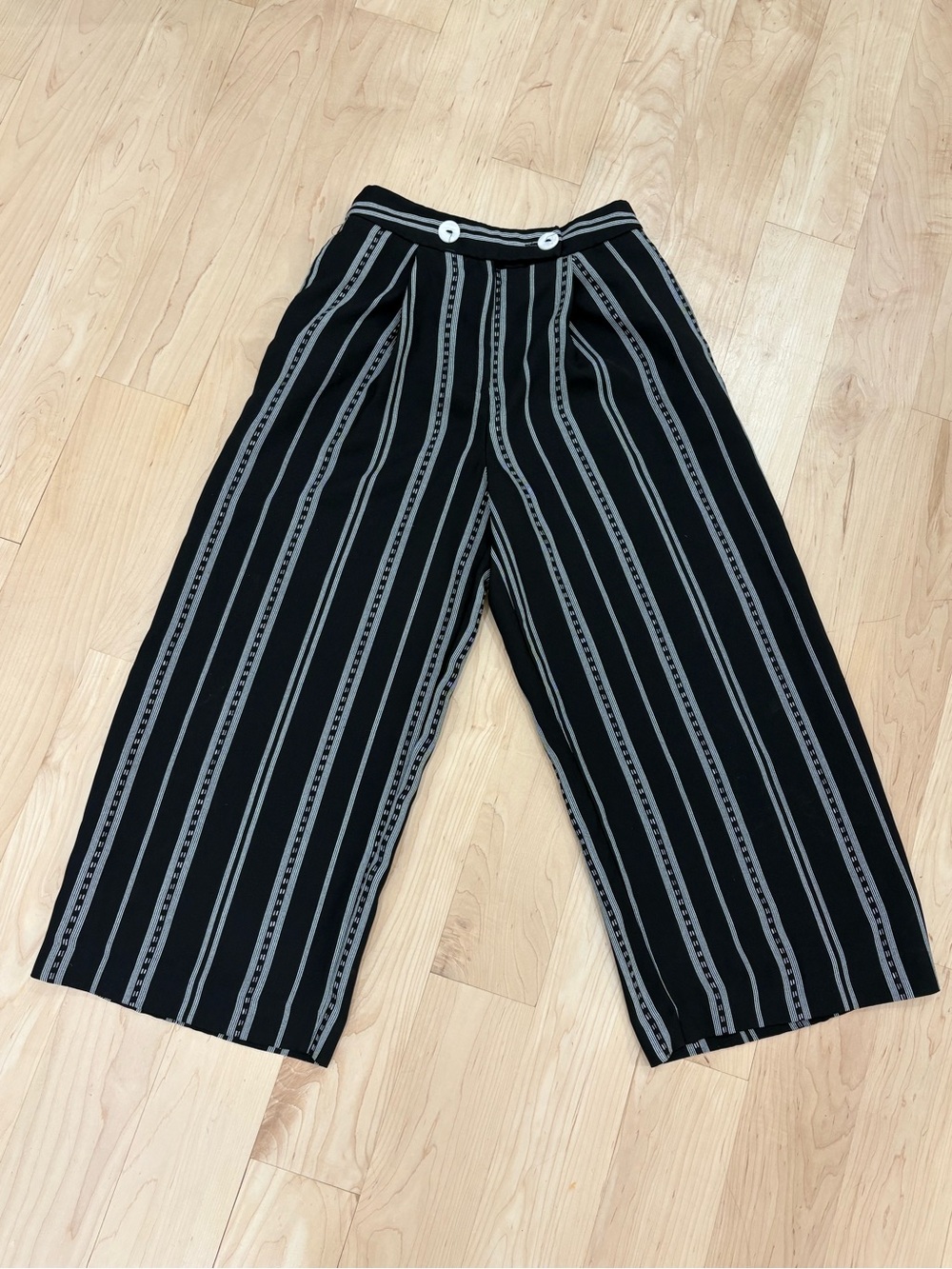 Topshop Black Wide-Leg Striped pants